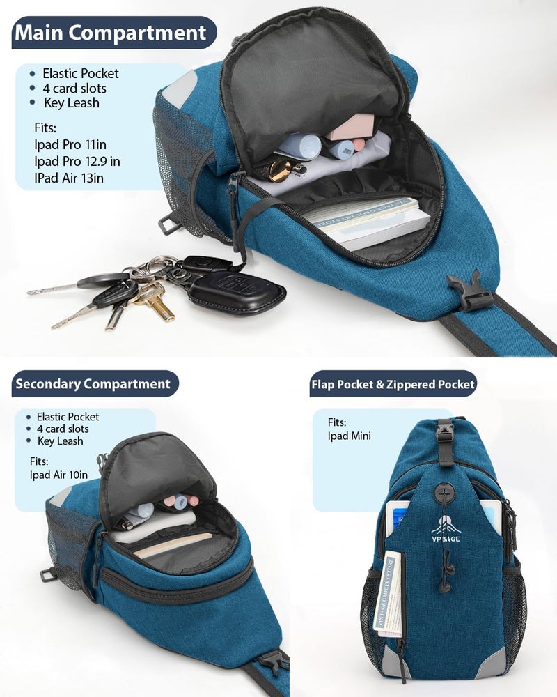 VPBAGE Store Structured Sling Backpack with Oversized Strap Pocket (Fits Power Bank) - Heavy Duty Water Resistant Crossbody Bag for Tech & Travel - Thick Padded Bottom Anti-Theft Daypack (Fits Tablet/Console) - Image 3